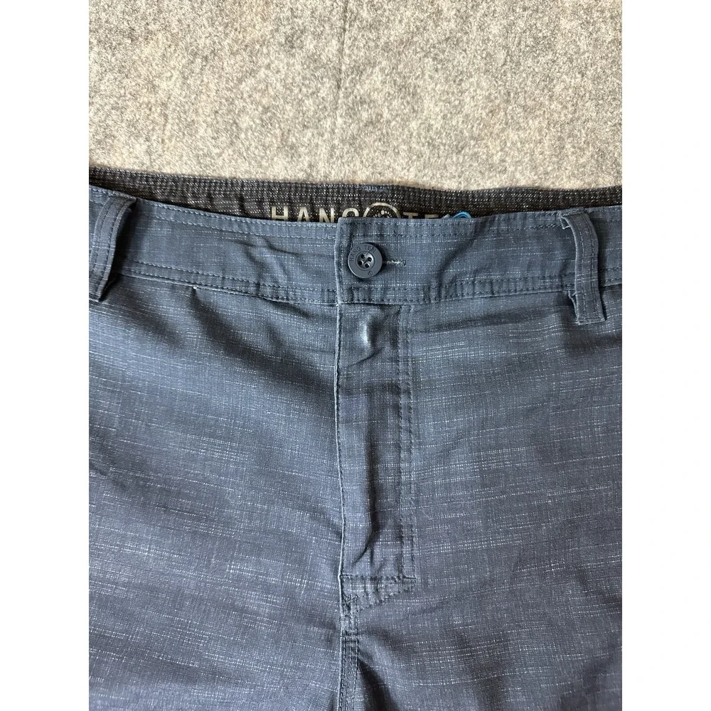 HANG TEN Shorts Mens 40 Blue Button Zip Drawstring Pockets Hybrid Casual Travel